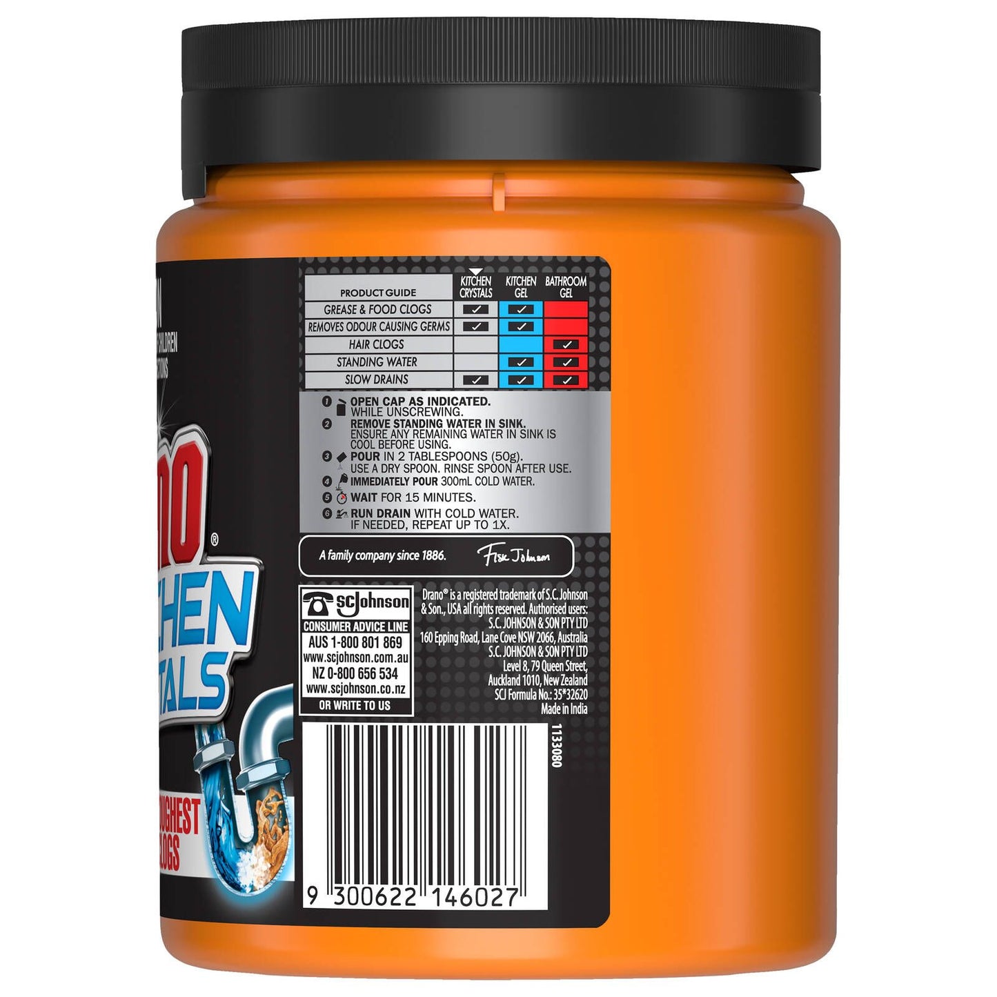 Drano Kitchen Drain Crystals - 500g
