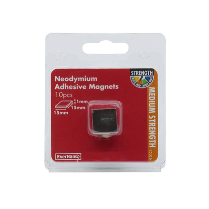 Everhang Rare Earth Square Adhesive Magnet - 15 x 15mm - 10 Pack