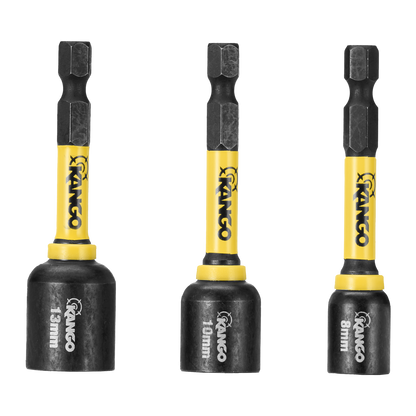 Kango Hypertorque Magnetic Nut Setters - 65mm - M5,M6,M8 - 3 Pack