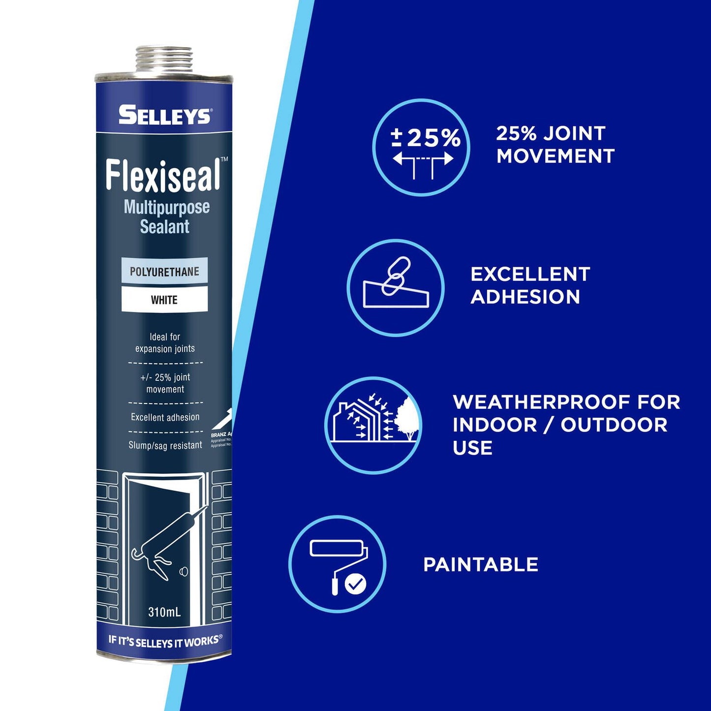 Selleys White Flexiseal Polyurethane Sealant - 310ml