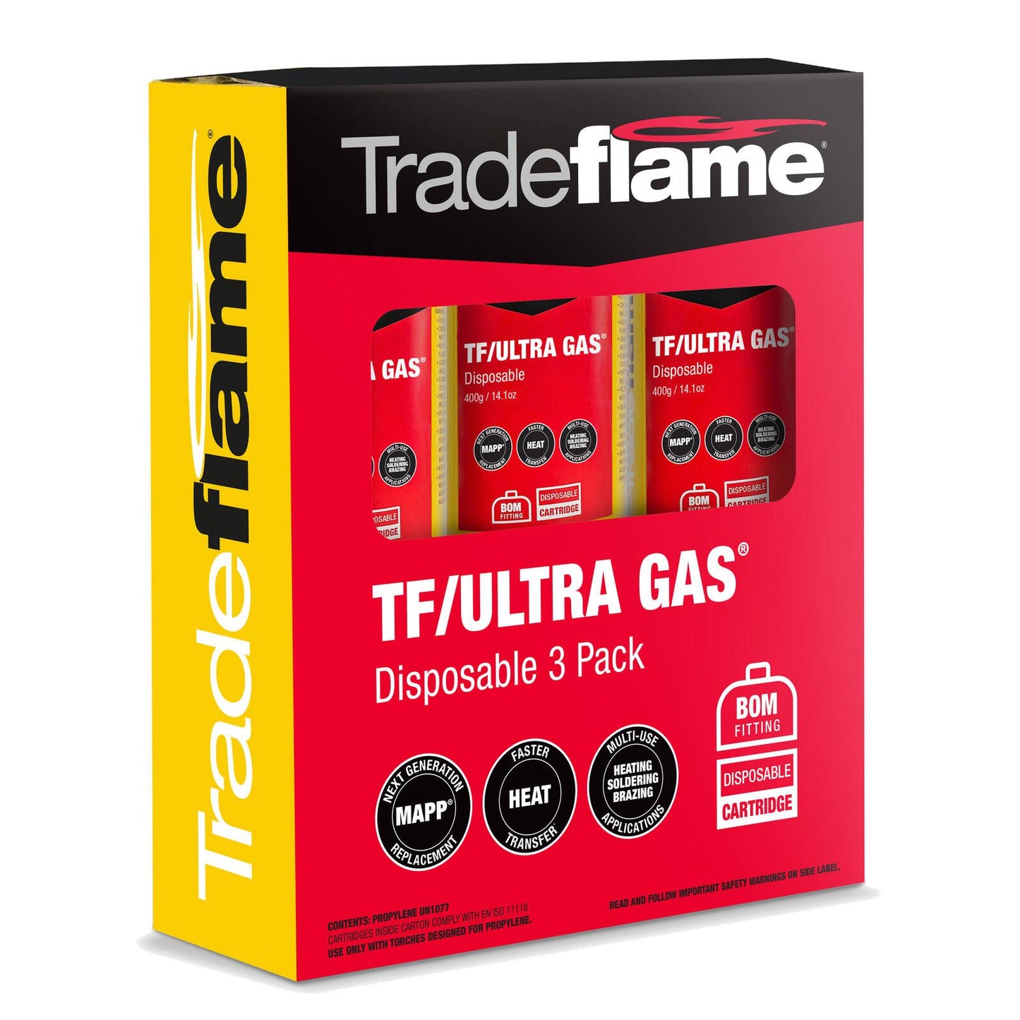 Tradeflame MAPP Replacement Gas - 400g - 3 Pack