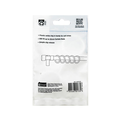 Windoware Curtain Rod Rings - 25mm - White - 10 Pack