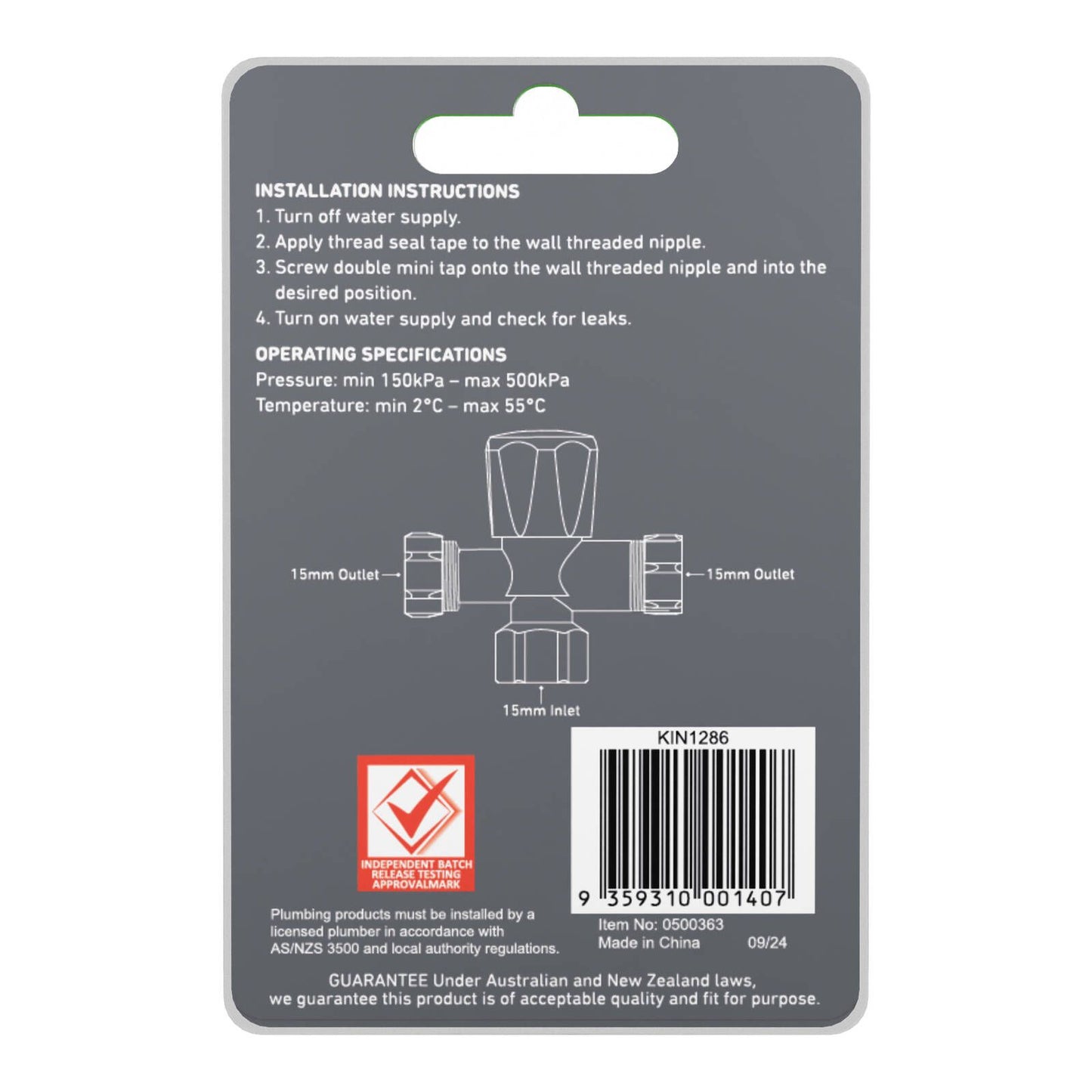 Kinetic Chrome Double Mini Tap - 15 x 15mm