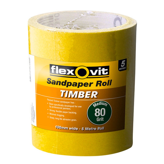 Flexovit Sandpaper Roll - 115mm x 5m - 80 Grit