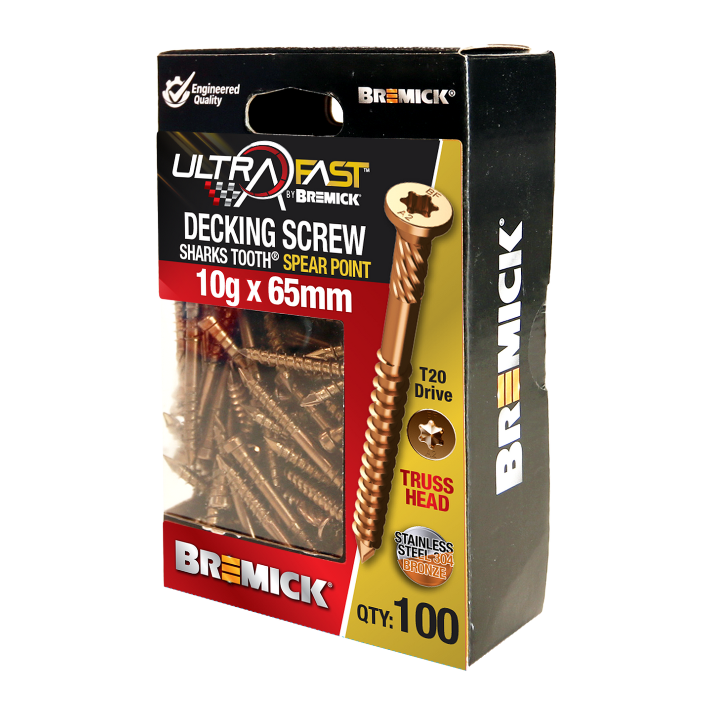 Bremick Ultrafast Truss Head Screws - 10g x 65mm - SS304 - 100 Pack