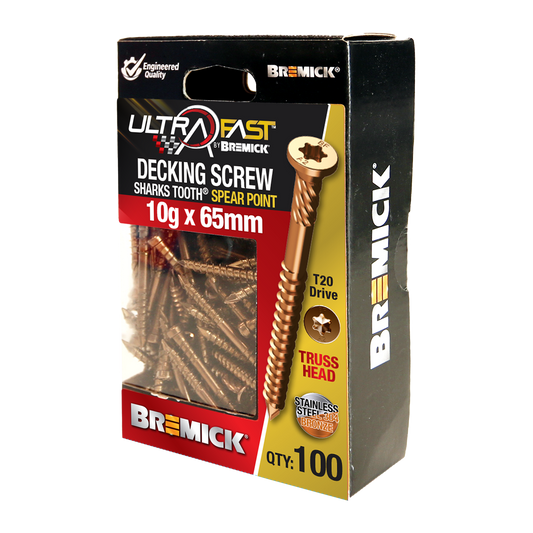Bremick Ultrafast Truss Head Screws - 10g x 65mm - SS304 - 100 Pack
