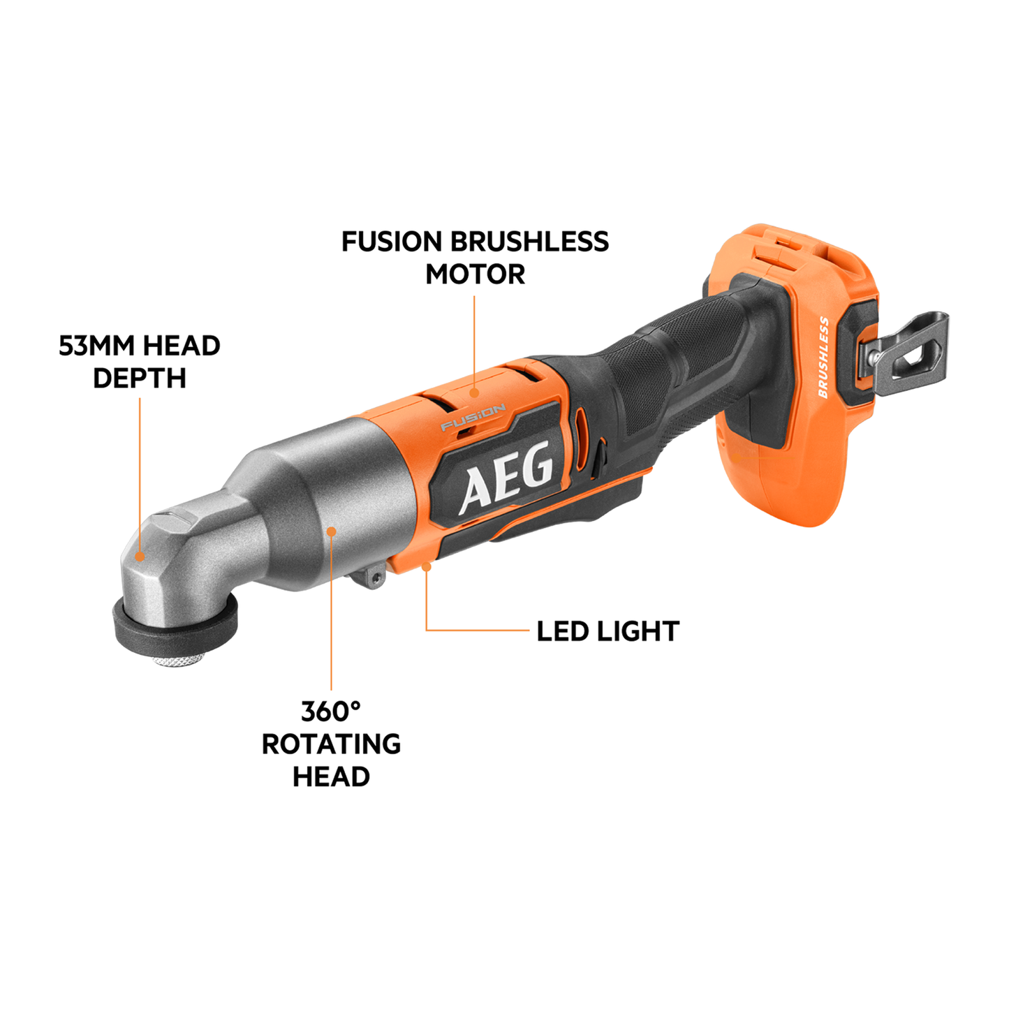 AEG Fusion Right Angled Impact Driver - 18V - 150Nm - Skin Only