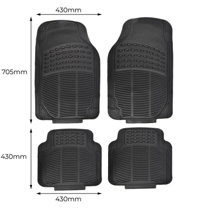 All Set Black PVC Car Floor Mat - 430 x 705mm - 4 Piece