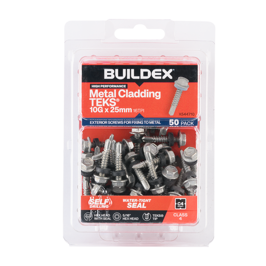 Buildex Cladding Fencing Teks Screws - 10g x 25mm - 50 Pack