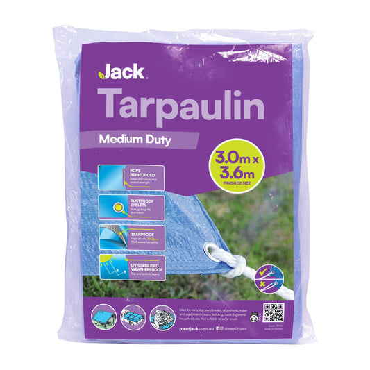 Jack Medium Duty Tarpaulin - 3.0 x 3.6m