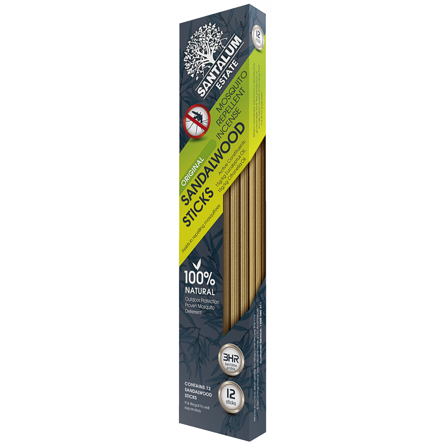 Santalum Sandalwood Incense Sticks - 12 Pack