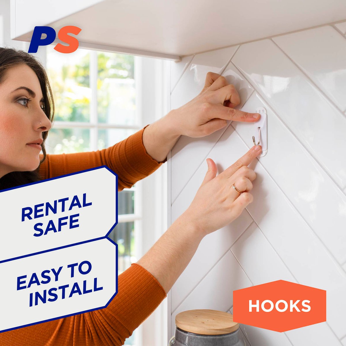 Permastik Medium Kitchen Hooks - 4 Pack - Plastic - Removable Adhesive