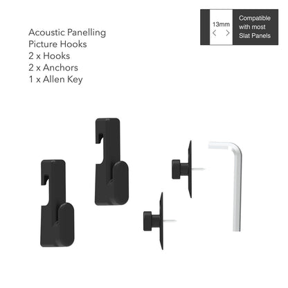 Mode Acoustic Panelling Picture Hooks - 110 x 110cm - Black - 2 Pack