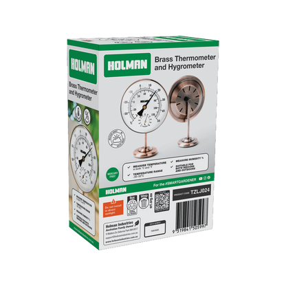 Holman Brass Thermometer and Hygrometer 25mm Easy Read Indoor Outdoor
