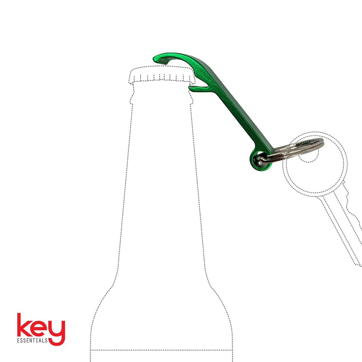 Key Essentials Key Ring Bottle Opener - 55mm - Steel - Assorted Colours
