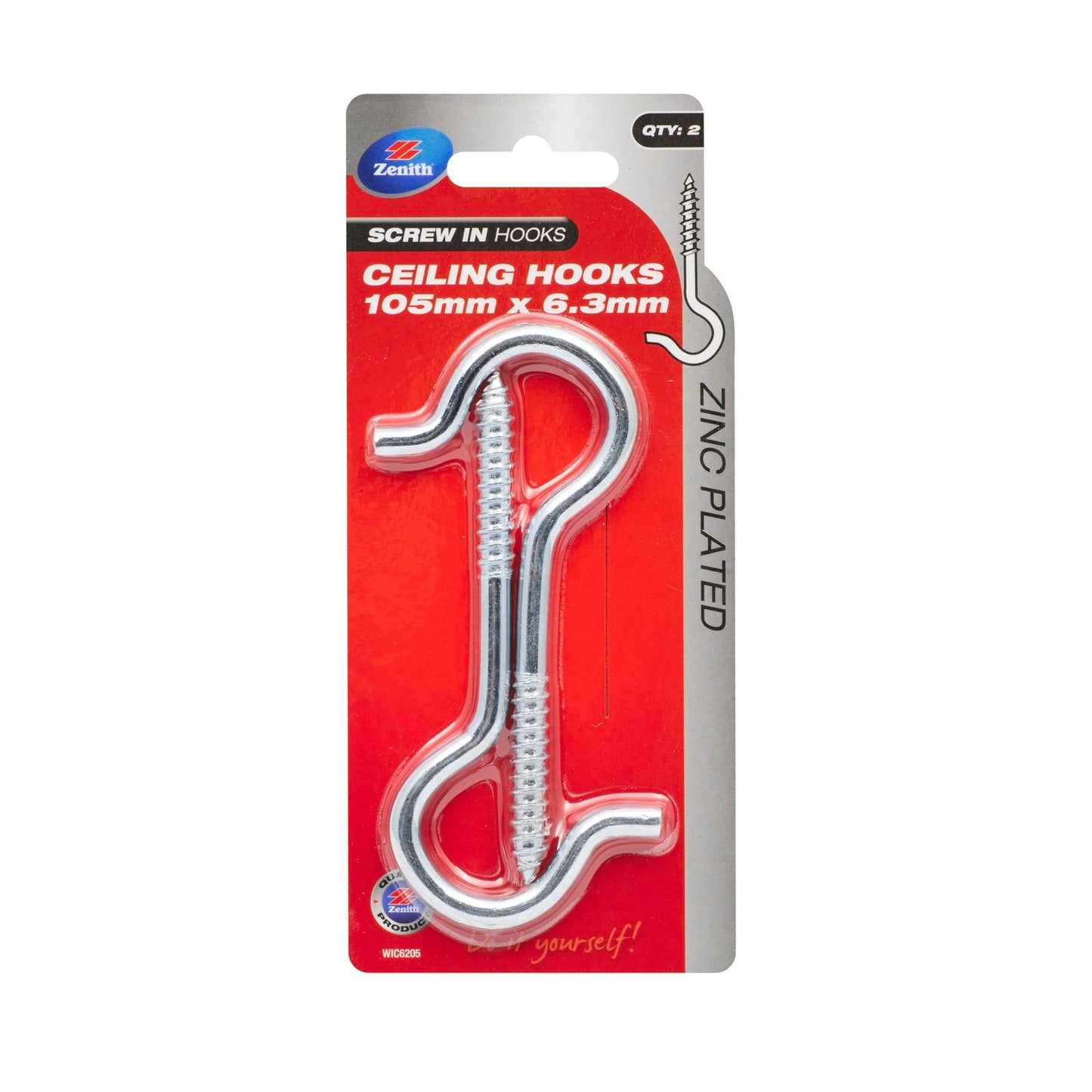 Zenith Ceiling Hook - 105 x 6mm - 2 Pack