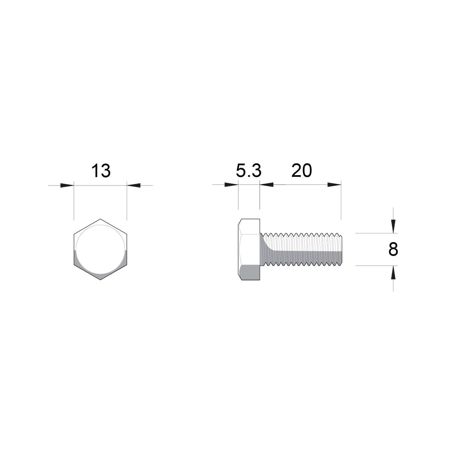 Zenith Hot Dip Galvanised Hex Head Bolts - M8 x 20mm - 25 Pack