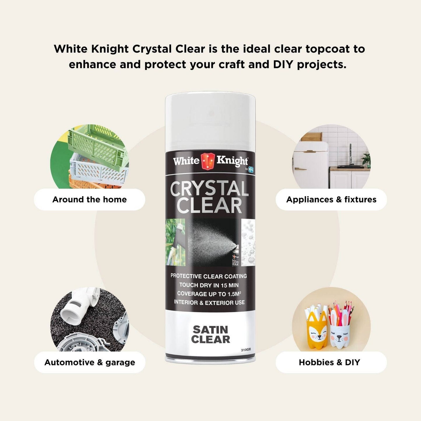 White Knight Acrylic Spray Paint - 310g - Clear Satin
