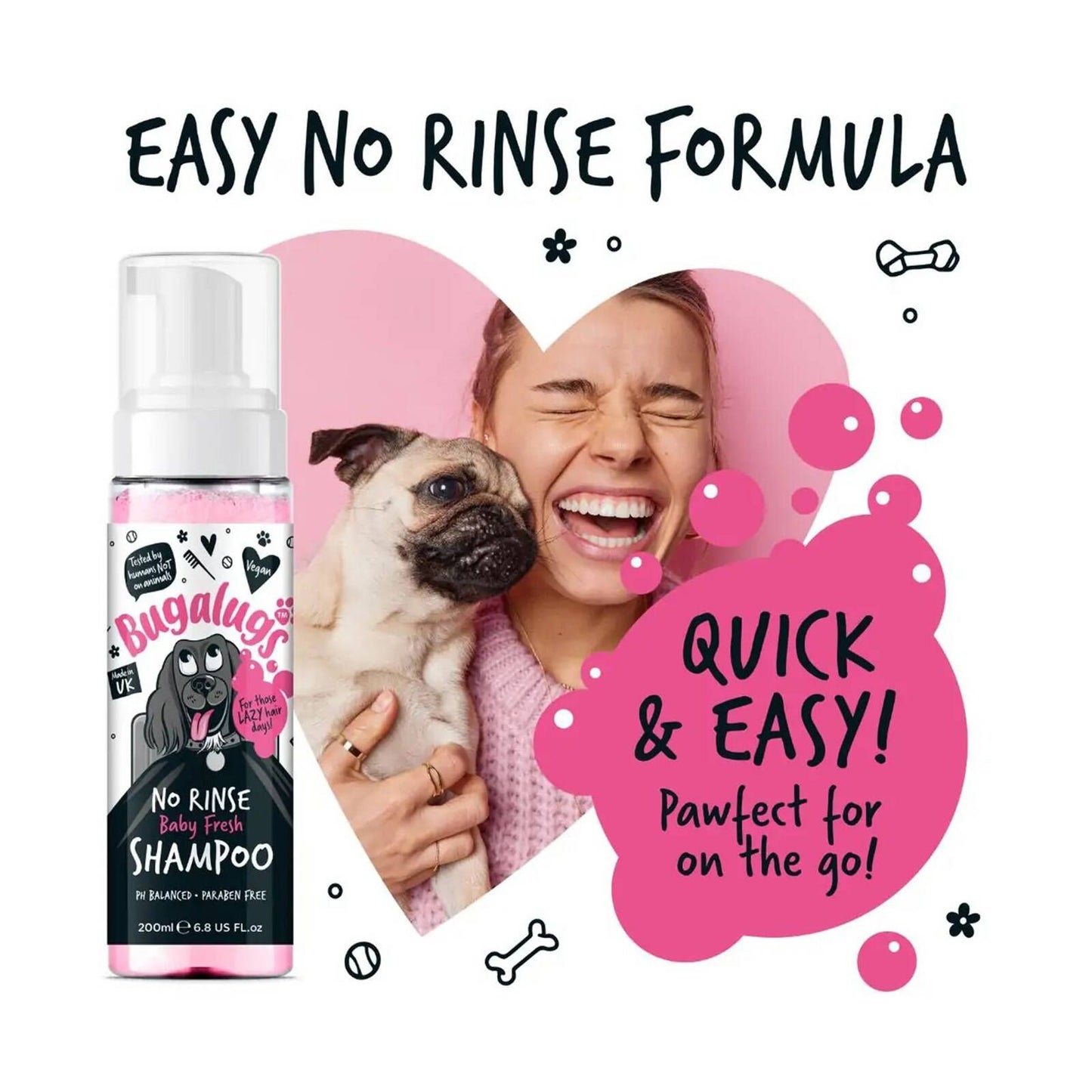 Bugalugs No Rinse Dog Shampoo - 200ml - Baby Fresh