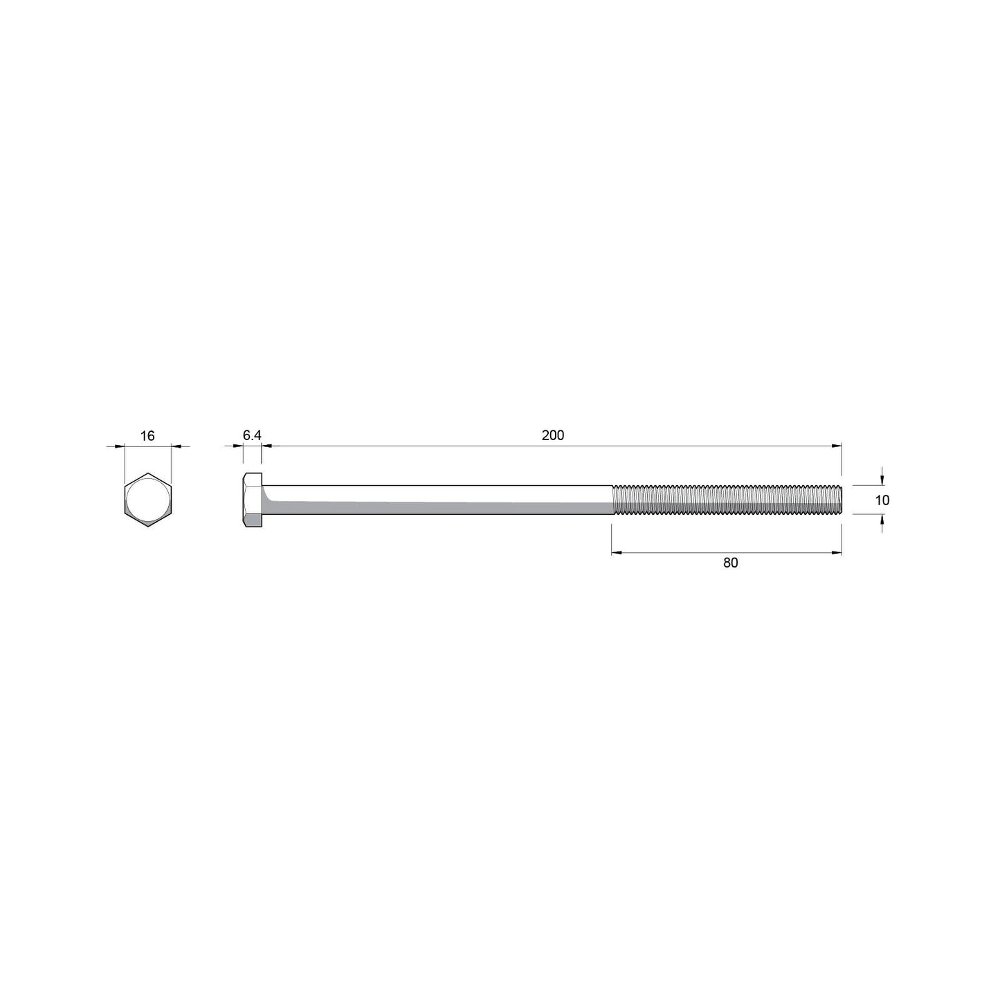 Zenith M10 Zinc Plated Hex Head Bolts and Nuts - 200mm - 25 Pack