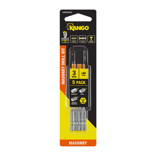 Kango Masonry Drill Bit 3mm x 90mm 5 Pack