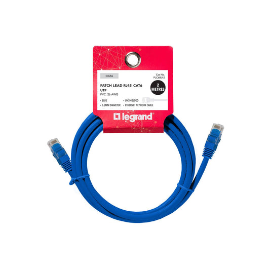 Legrand Cat6 RJ45 UTP Patch Lead - 2m - Blue