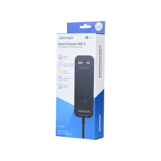 Jackson Rapid Charge USB C Portable Powerboard - 0.9m