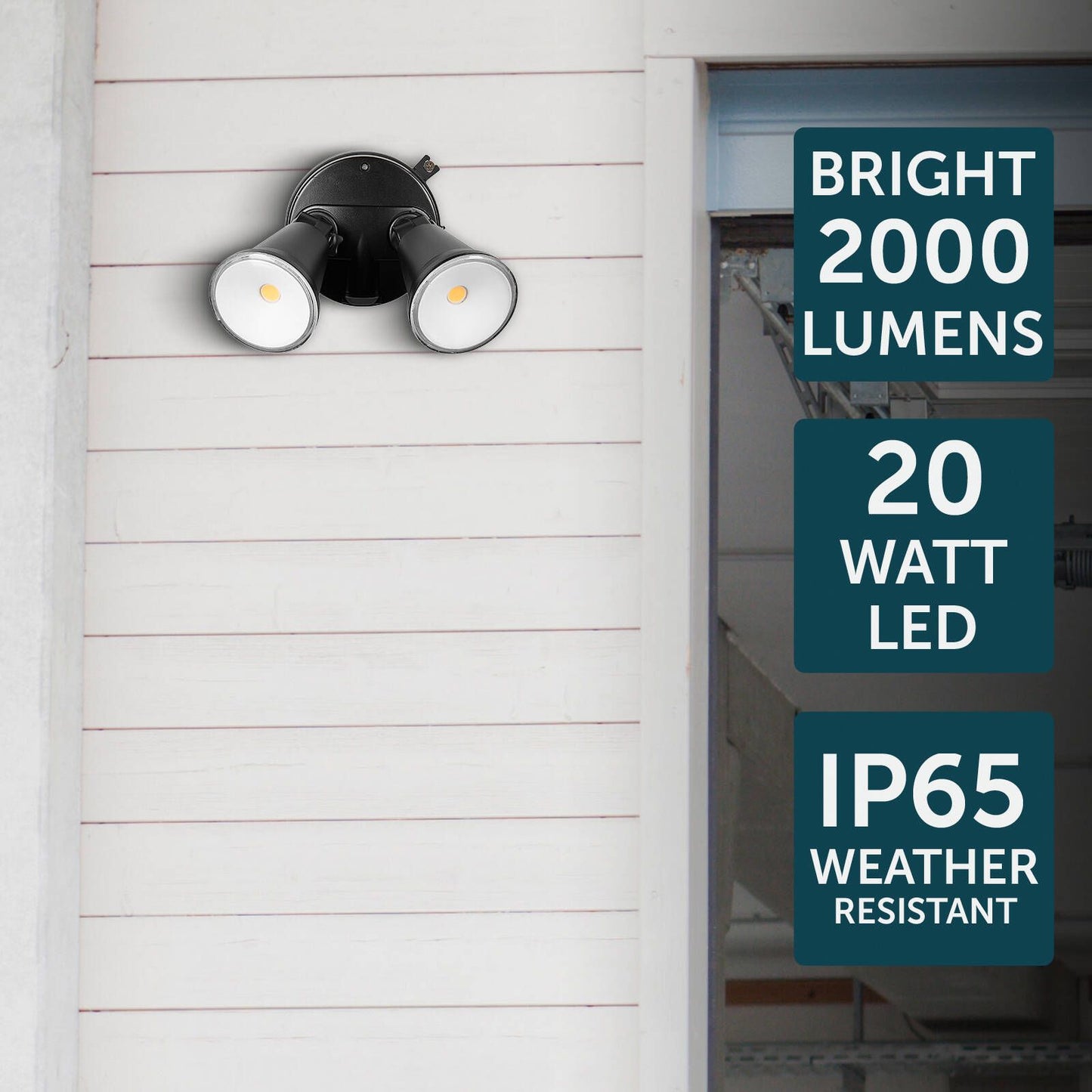 Brilliant Black Lamy DIY Twin Security Light - 1600 Lumens - 330 x 150 x 120mm