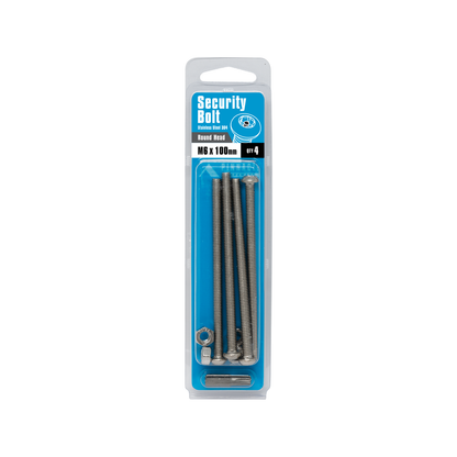 Pinnacle M6 x 100mm Stainless Steel Security Bolts - 4 Pack