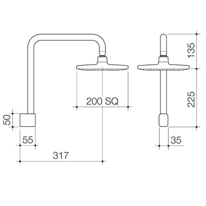 Luna Fixed Overhead Shower - 200mm - Chrome