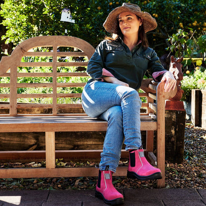 She Wear Inspires Women's Safety Workboots - Size 9 - Hot Pink