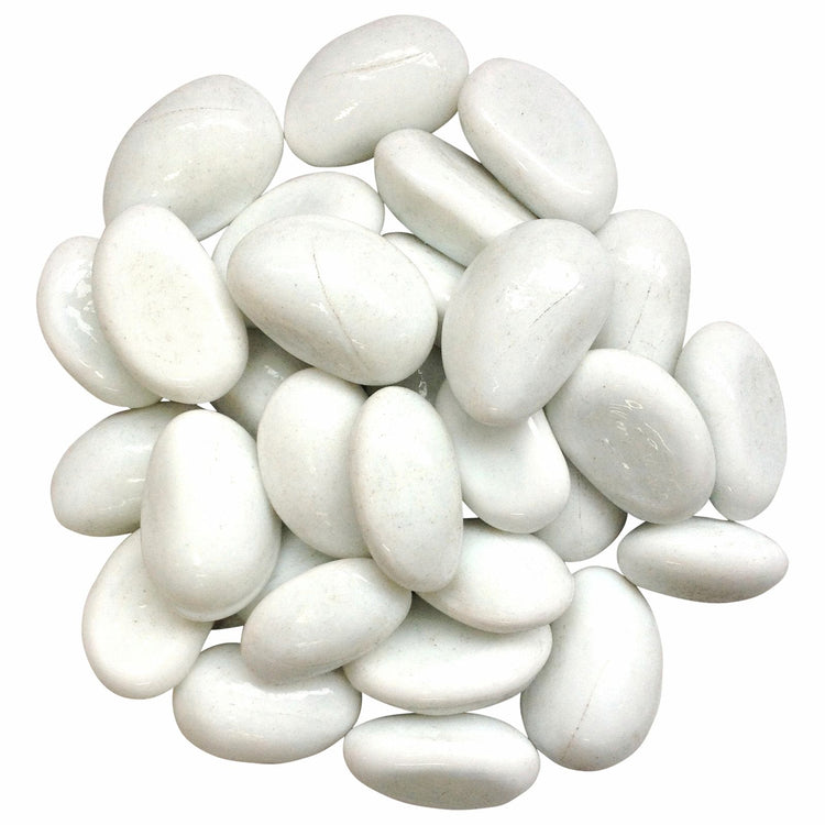 Tuscan Path 30-35mm Moroccan White Glass Pebbles - 1kg