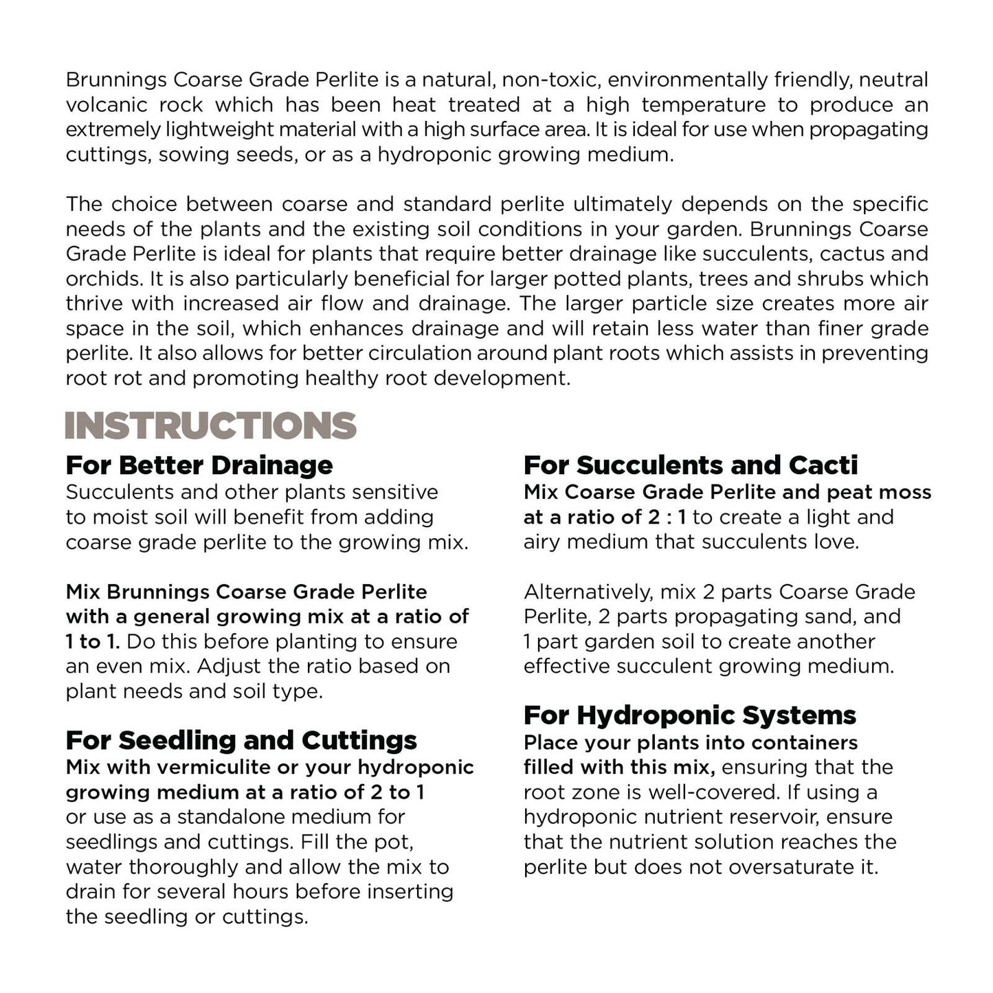 Brunnings Coarse Grade Perlite - 5L