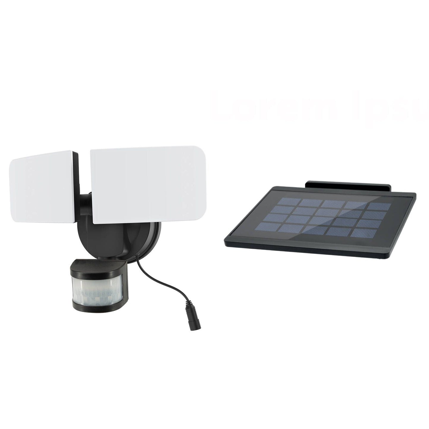 Arlec Solar Hybrid Powered Ketupa Twin Head Security Floodlight - 1000 Lumens - Black