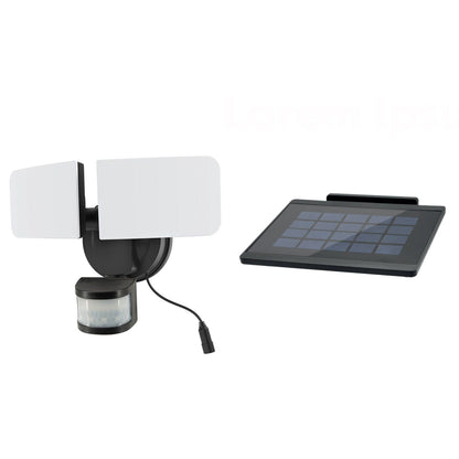 Arlec Solar Hybrid Powered Ketupa Twin Head Security Floodlight - 1000 Lumens - Black