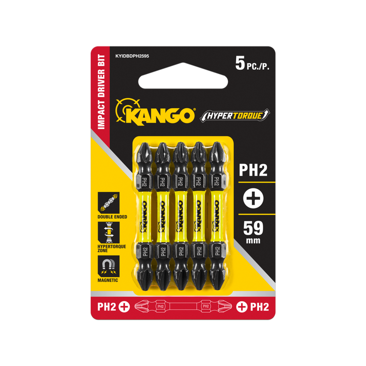 Kango HYPERTORQUE 59mm PH2 Double Ended Impact Driver Bits 5 Pack