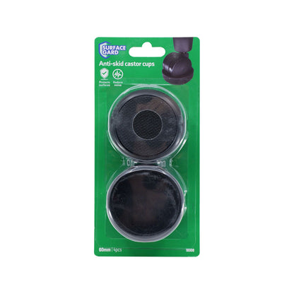 Surface Gard Black Non Slip Castor Cup - 60mm - 4 Pack