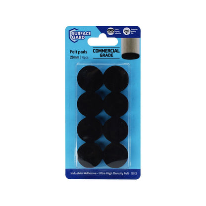 Surface Gard Floor Protection Pads - 29mm Round - Black - 16 Pack