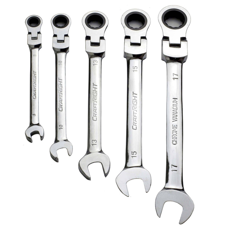 Craftright 5 Piece Flexible Ratchet Spanner Set