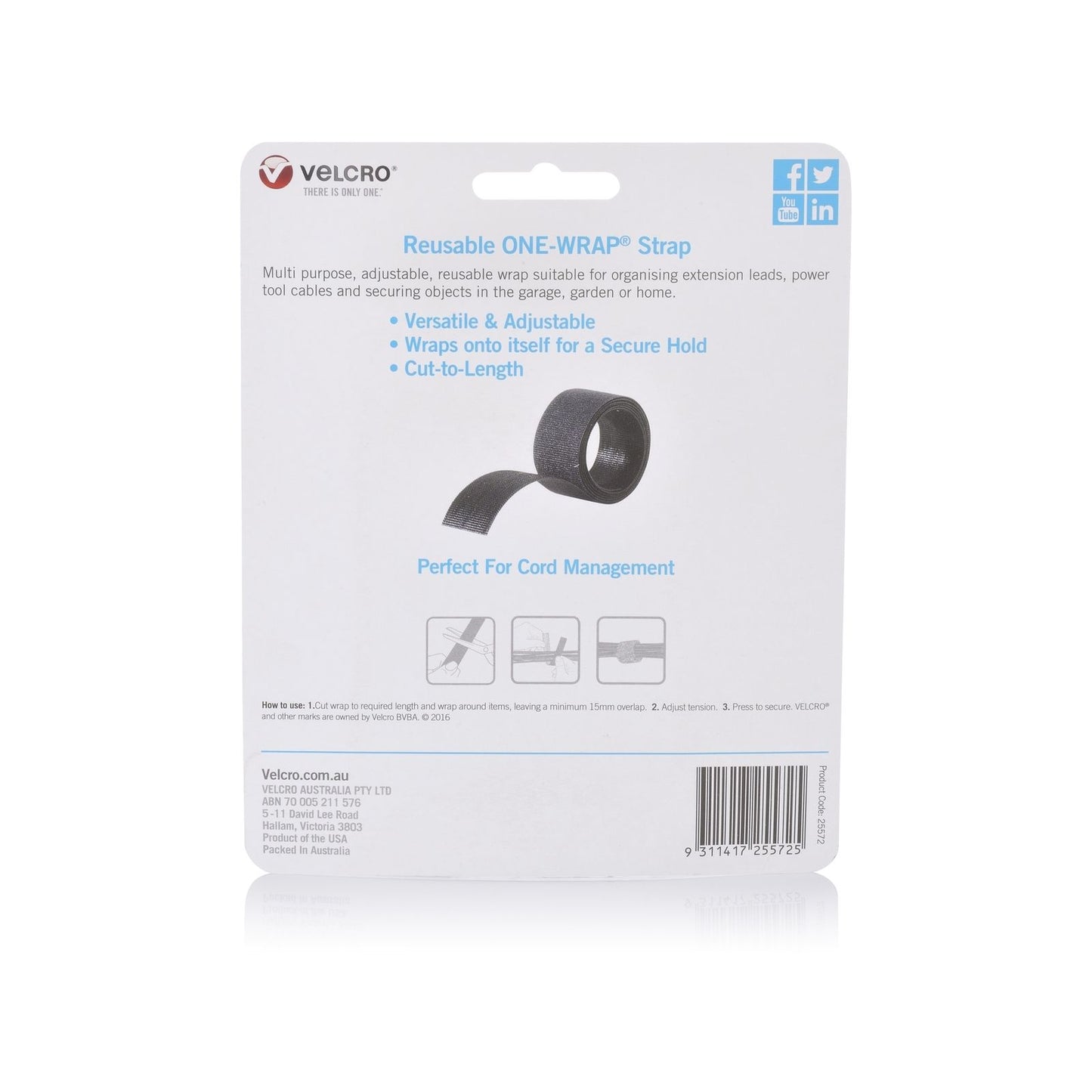Velcro Brand Reusable Wrap - 25mm x 2m - Black