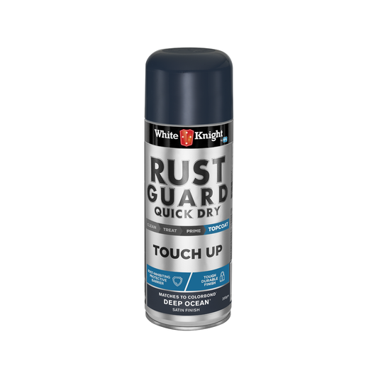 White Knight Rust Guard Quick Dry Touch Up Spray Paint - Deep Ocean Satin Finish 300g