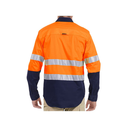 Tradie Large Hi Vis Orange Mens Reflective Long Sleeve Shirt