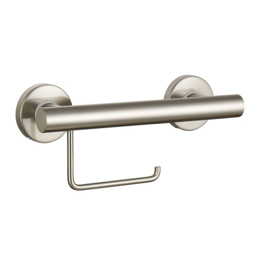 Evekare Brushed Nickel Toilet Roll Holder with Grab Rail - 112 x 300mm