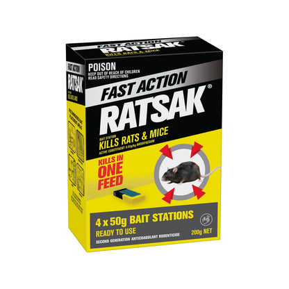 RATSAK Fast Action Bait Station - 200g - 4 Pack