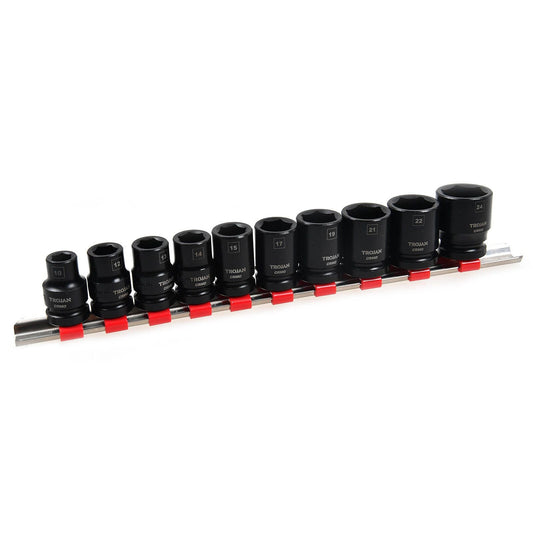 Trojan Impact Socket Rail Set - 10 Piece - 1/2" Drive