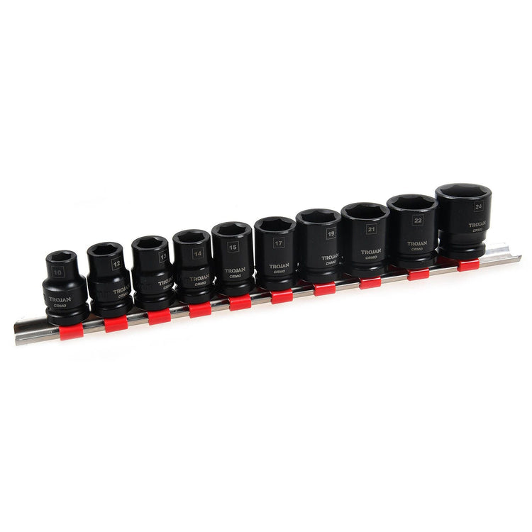 Trojan 10 Piece 1 2 Impact Socket Rail Set
