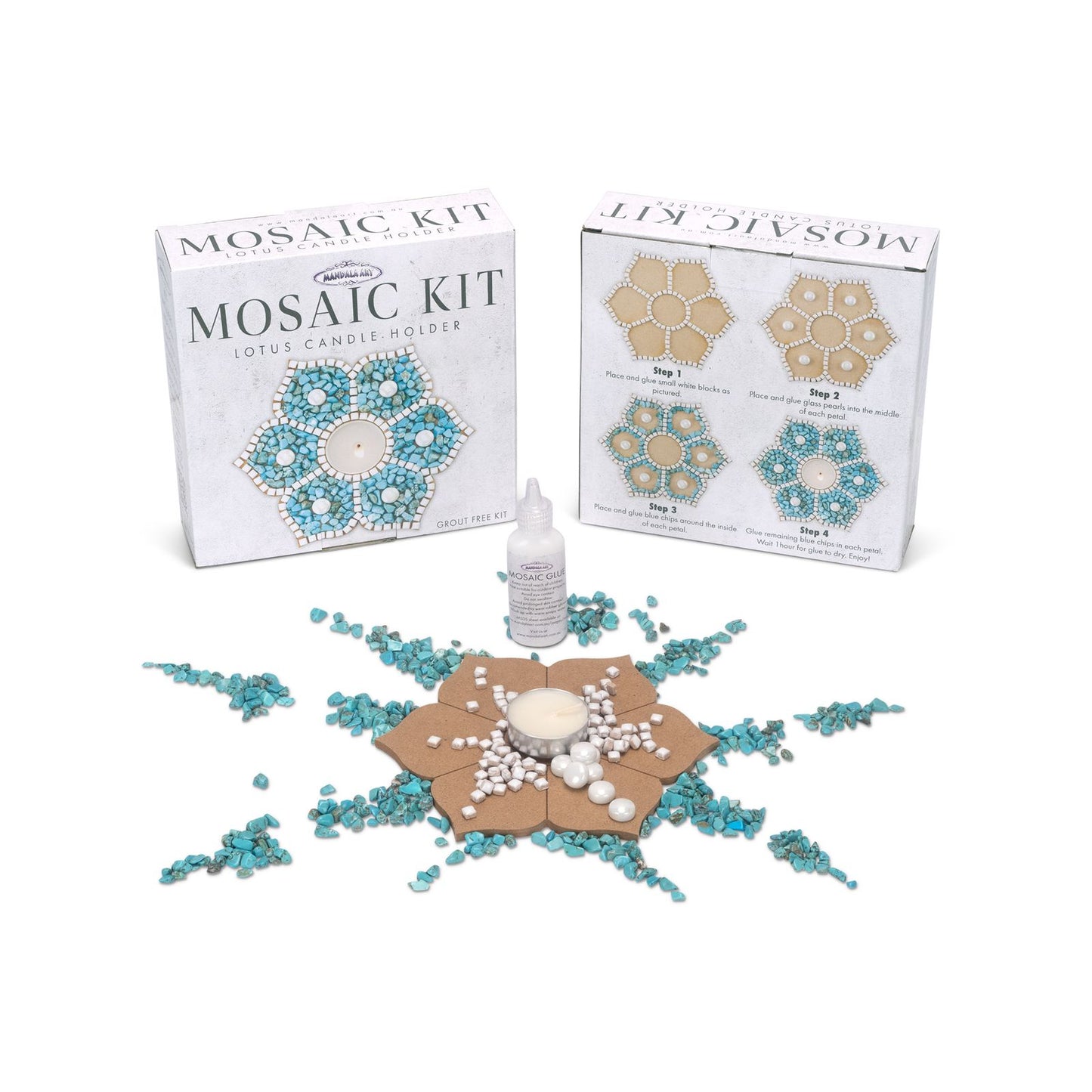 Mandala Art Lotus Candle Holder Mosaic Craft Kit - 170mm