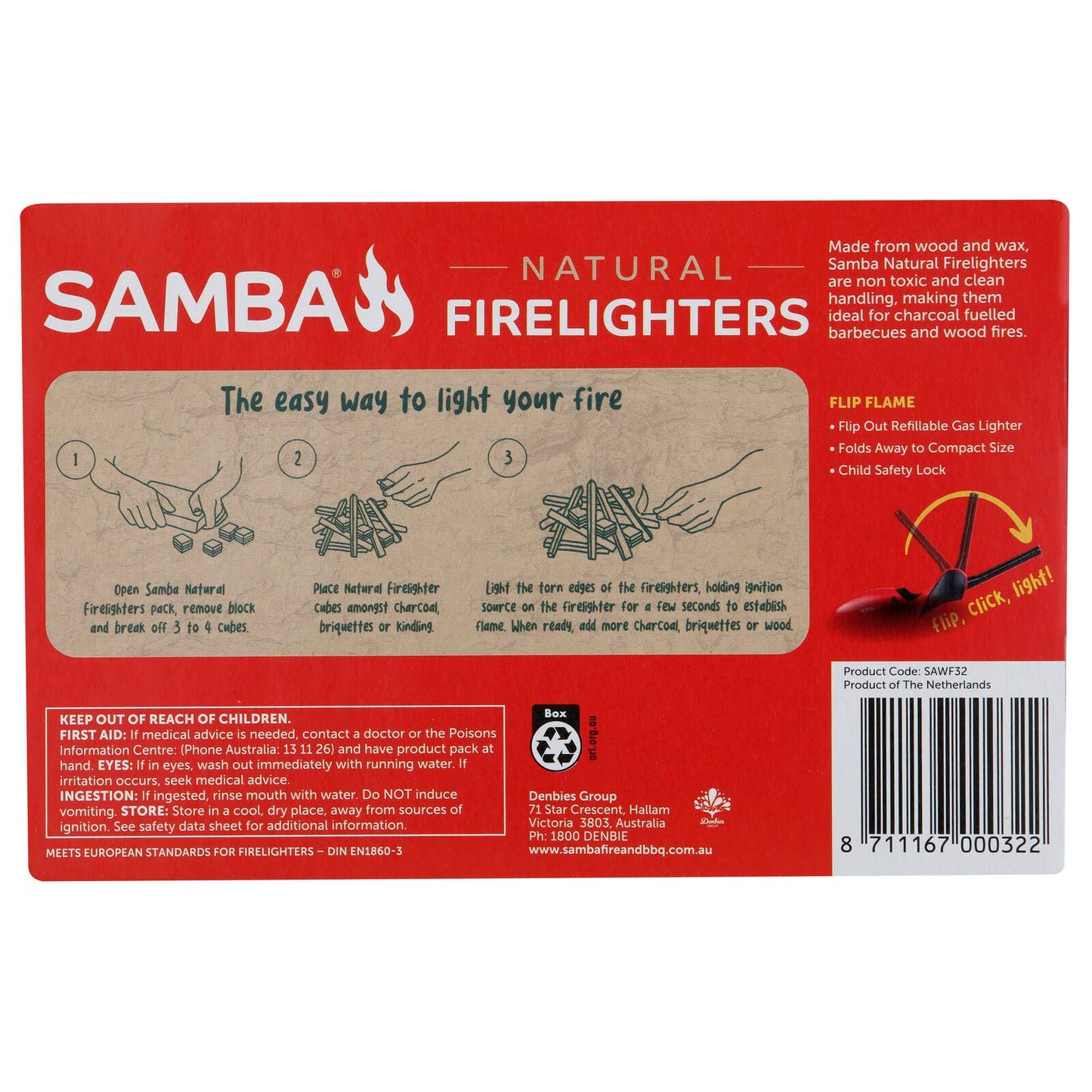 Samba Natural Firelighters - 32 Pack