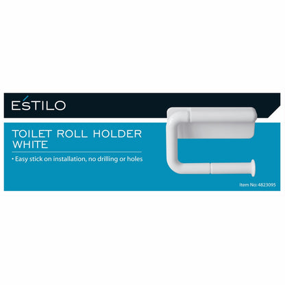Estilo Toilet Roll Holder White - Easy Stick Installation No Drilling