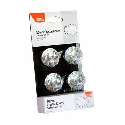 Taskmaster Crystal Cabinet Knob - 30mm - 4 Pack